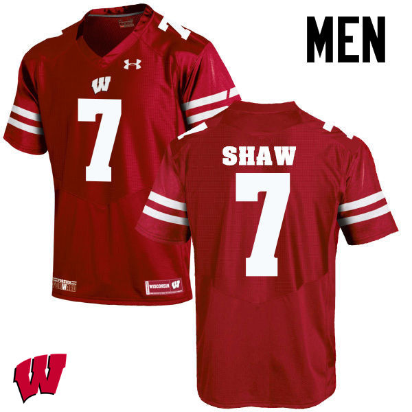 Wisconsin Badgers Men's #7 Bradrick Shaw NCAA Under Armour Authentic Red College Stitched Football Jersey NP40P33TX